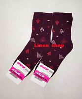 Махрові теплі жіночі класичні шкарпетки з новорічним принтом Master Step 2531